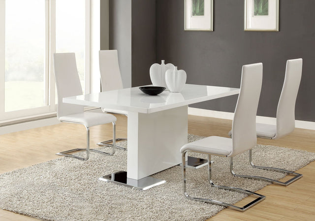 Anges White High Gloss White Dining Room Set
