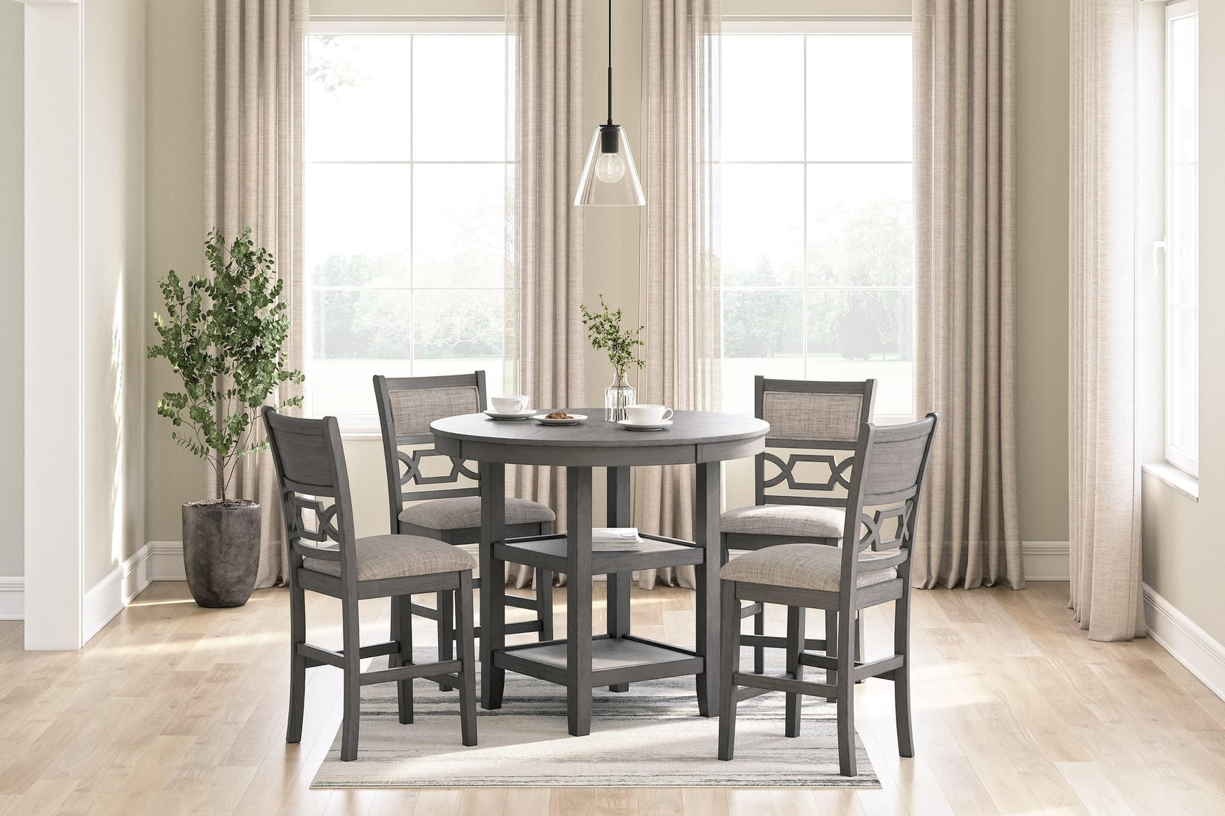 Wrenning Gray Counter Height Dining Table And 4 Barstools (Set Of 5) - Ella Furniture