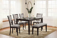 Langwest Brown Dining Table And 4 Chairs And Bench (Set Of 6) - Ella Furniture