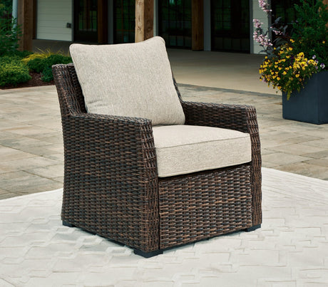 Brook Ranch Brown Outdoor Lounge Chair With Cushion - Ella Furniture