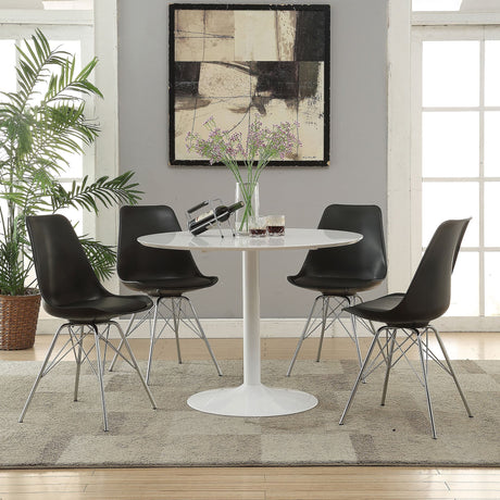 Lowry White Black Round Dining Room Set