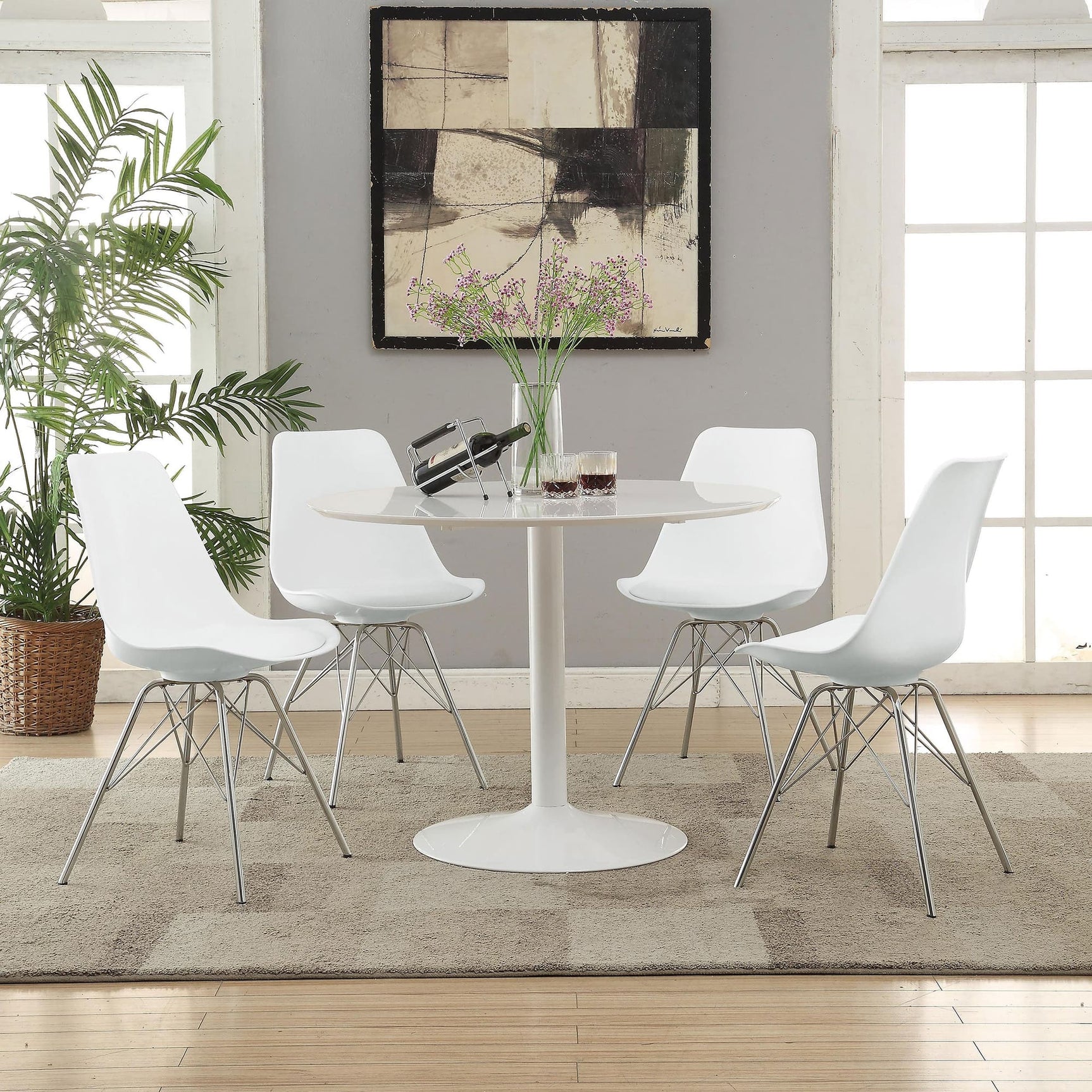 Lowry White Round Dining Room Set