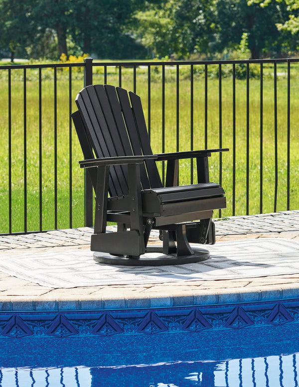 Hyland Wave Black Outdoor Swivel Glider Chair - Ella Furniture