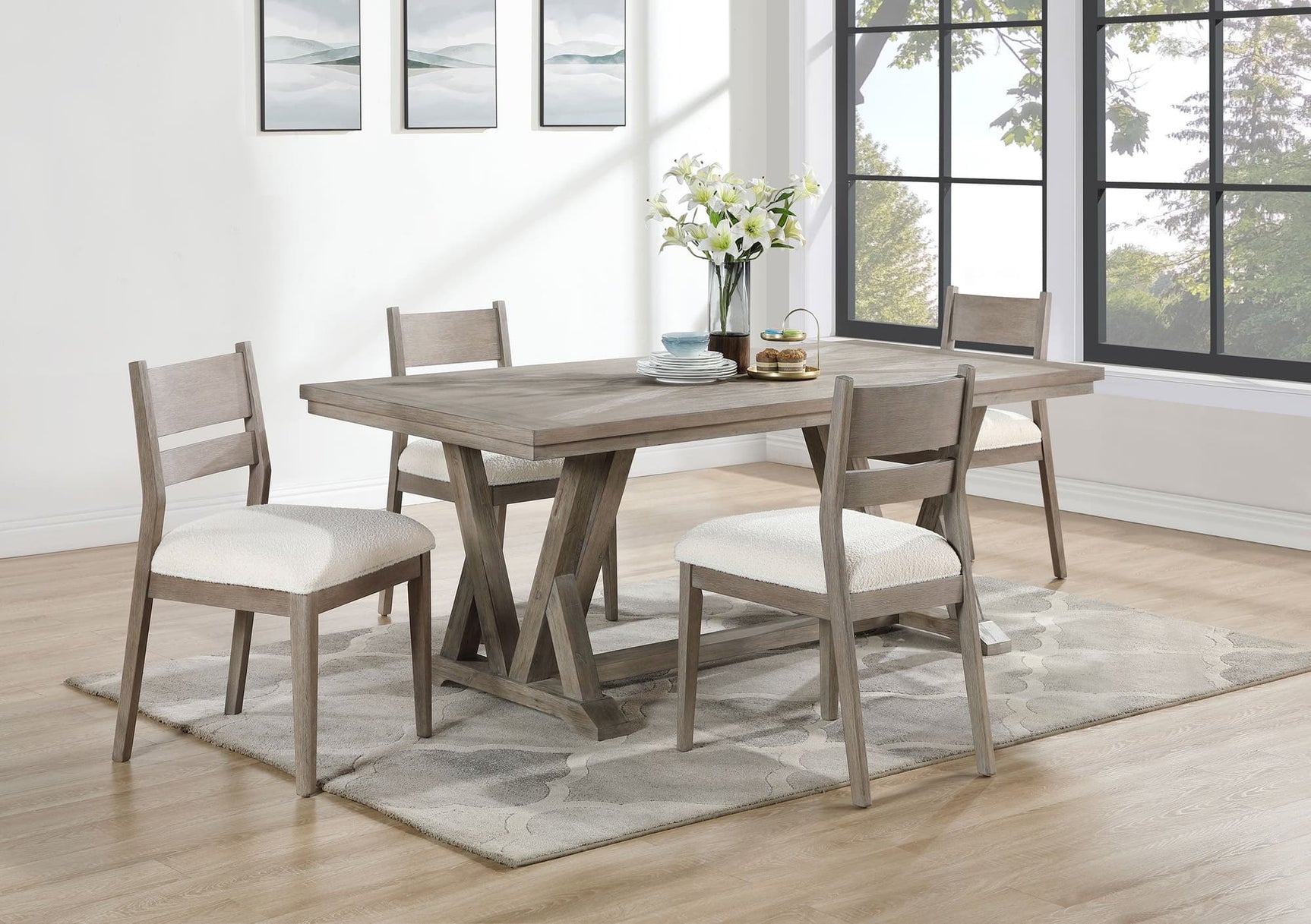 Cornelia Coastal Grey Rectangular Dining Room Set