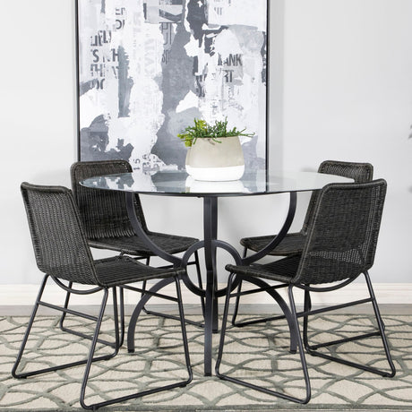 Aviano Gunmetal Round Glass Top Dining Room Set