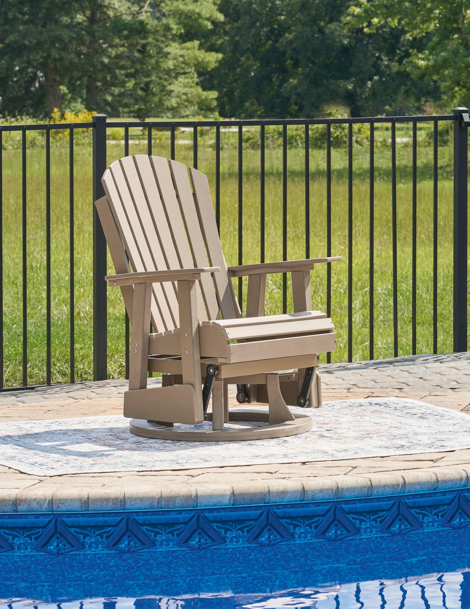 Hyland Wave Driftwood Outdoor Swivel Glider Chair - Ella Furniture