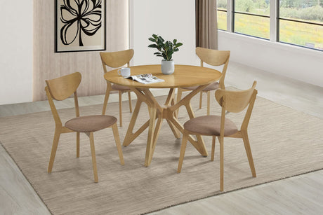 Elowen Light Walnut Round Solid Wood Dining Set