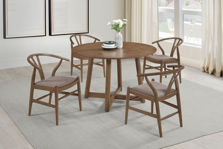 Dinah Walnut Round Solid Wood Dining Room Set