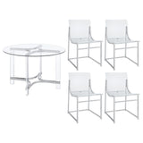 Keeling Chrome Round Glass Top Acrylic Dining Set