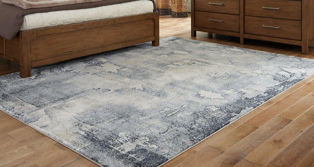 Langrich Blue/gray/cream 7'10" X 10'6" Rug - Ella Furniture