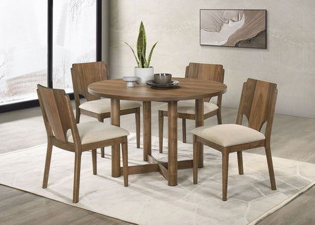 Crestmore Walnut 46-inch Round Wood Dining Room Set