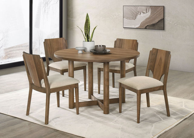 Crestmore Walnut 46-inch Round Wood Dining Room Set