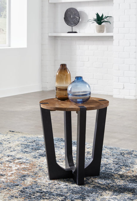 Hanneforth Brown/black End Table - Ella Furniture