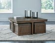 Boardernest Brown Coffee Table With 4 Stools - Ella Furniture