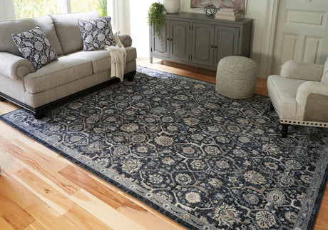 Hilcott Blue/cream/brown 7'10" X 10'6" Rug - Ella Furniture