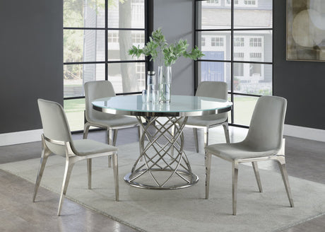 Irene Gray Round Glass Top Dining Room Set