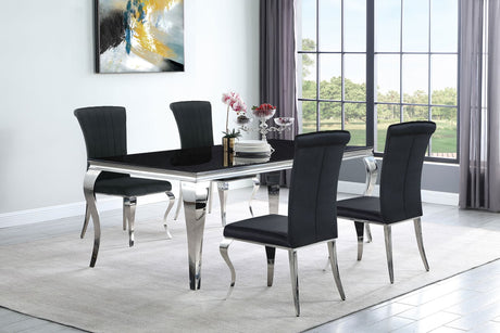 Carone Black 81-inch Rectangular Glass Dining Room Set