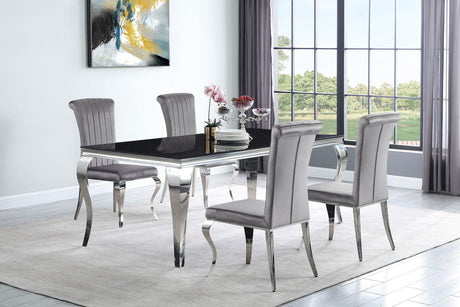 Carone Black Grey 81-inch Rectangular Glass Dining Room Set