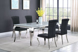 Carone White Black 81-inch Rectangular Glass Dining Room Set