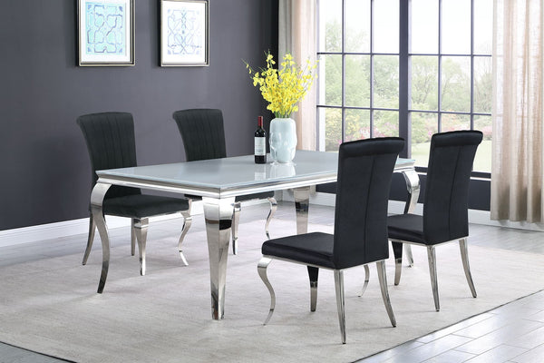 Carone White Black 81-inch Rectangular Glass Dining Room Set