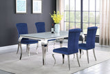 Carone White Blue 81-inch Rectangular Glass Dining Room Set