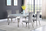 Carone White Gray 81-inch Rectangular Glass Dining Room Set