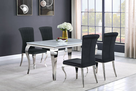 Carone White Black II 81-inch Rectangular Glass Dining Room Set