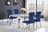 Carone White Blue II 81-inch Rectangular Glass Dining Room Set