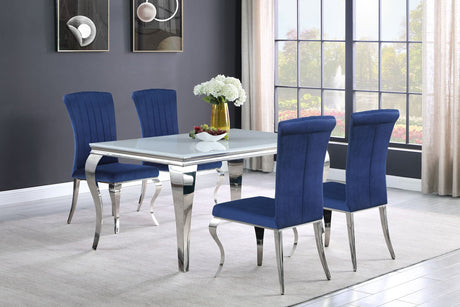 Carone White Blue II 81-inch Rectangular Glass Dining Room Set