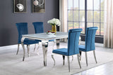 Carone White Teal II 81-inch Rectangular Glass Dining Room Set