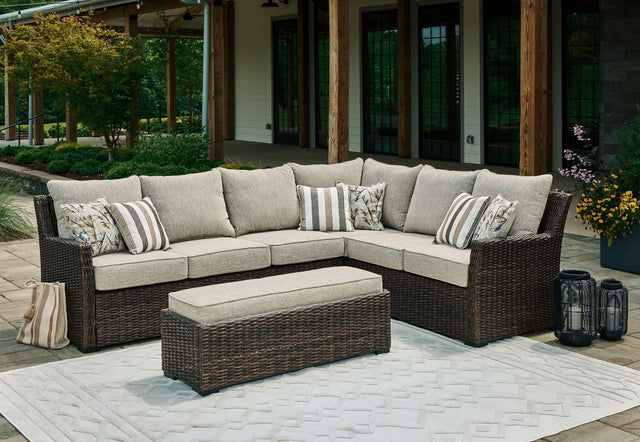Brook Ranch Brown Outdoor Sofa Sectional Bench With Cushion (Set of 3)