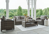 Oasis Court Gray Outdoor Sofa Chairs Table Set (Set of 4)