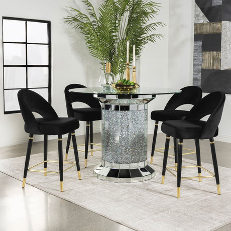 Ellie Black Mirrored Counter Height Set