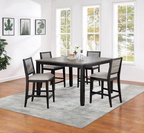 Elodie Black Gray Extension Leaf Counter Height Set