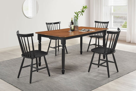Hollyoak Walnut Black Rectangular Dining Room Set
