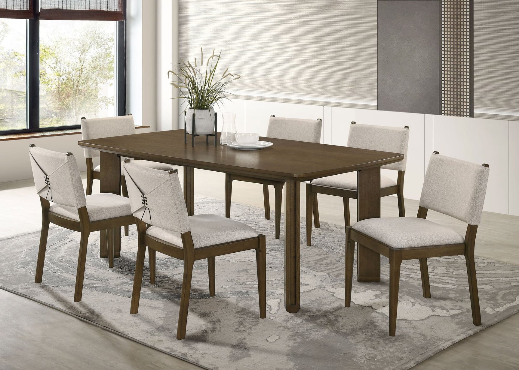 Ottowa Brown Rectangular Wood Dining Room Table Set