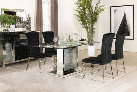 Marilyn Black Rectangular Mirrored Dining Room Set