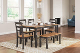 Gesthaven Natural Brown Dining Table With 4 Chairs And Bench (Set of 6)