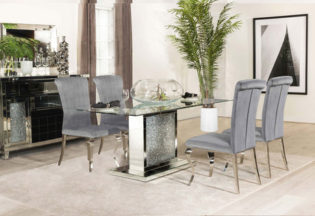 Marilyn Gray Rectangular Mirrored Dining Room Set
