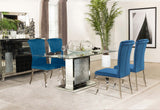 Marilyn Blue Rectangular Mirrored Dining Room Set