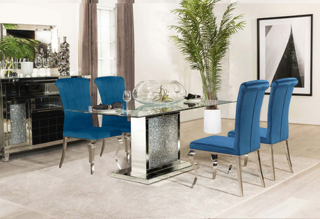 Marilyn Blue Rectangular Mirrored Dining Room Set