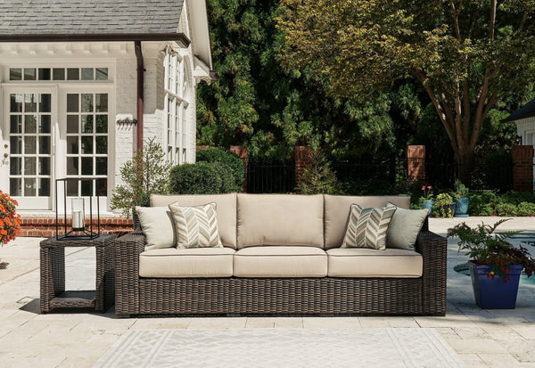 Coastline Bay Brown Outdoor Sofa With Cushion