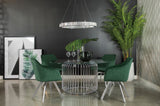 Veena Silver Round Glass Top Dining Room Set