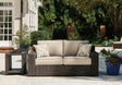 Coastline Bay Brown Outdoor Loveseat With Cushion