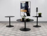 Ganso 3-piece Round Glass Top Coffee and End Table Set Black