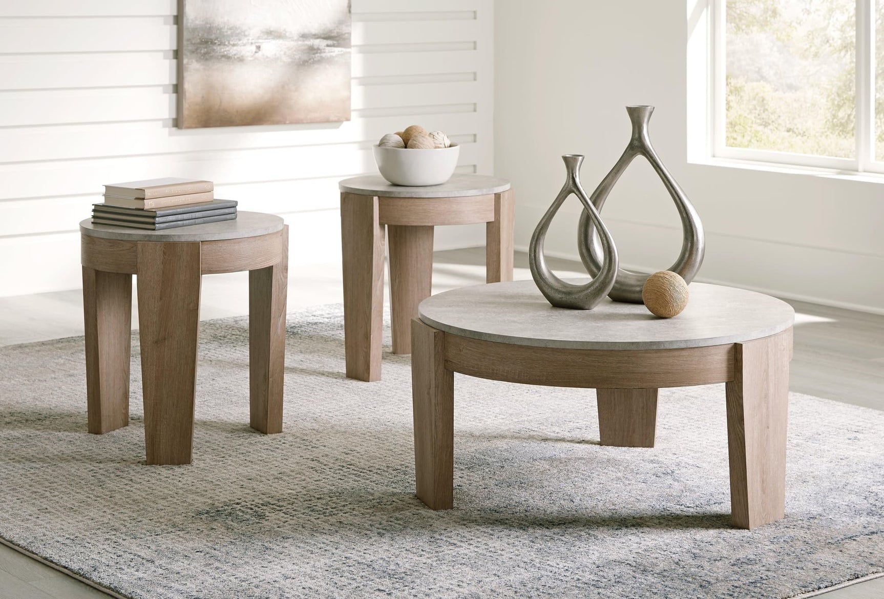 Guystone Light Brown Table (Set of 3)
