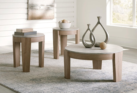 Guystone Light Brown Table (Set of 3)