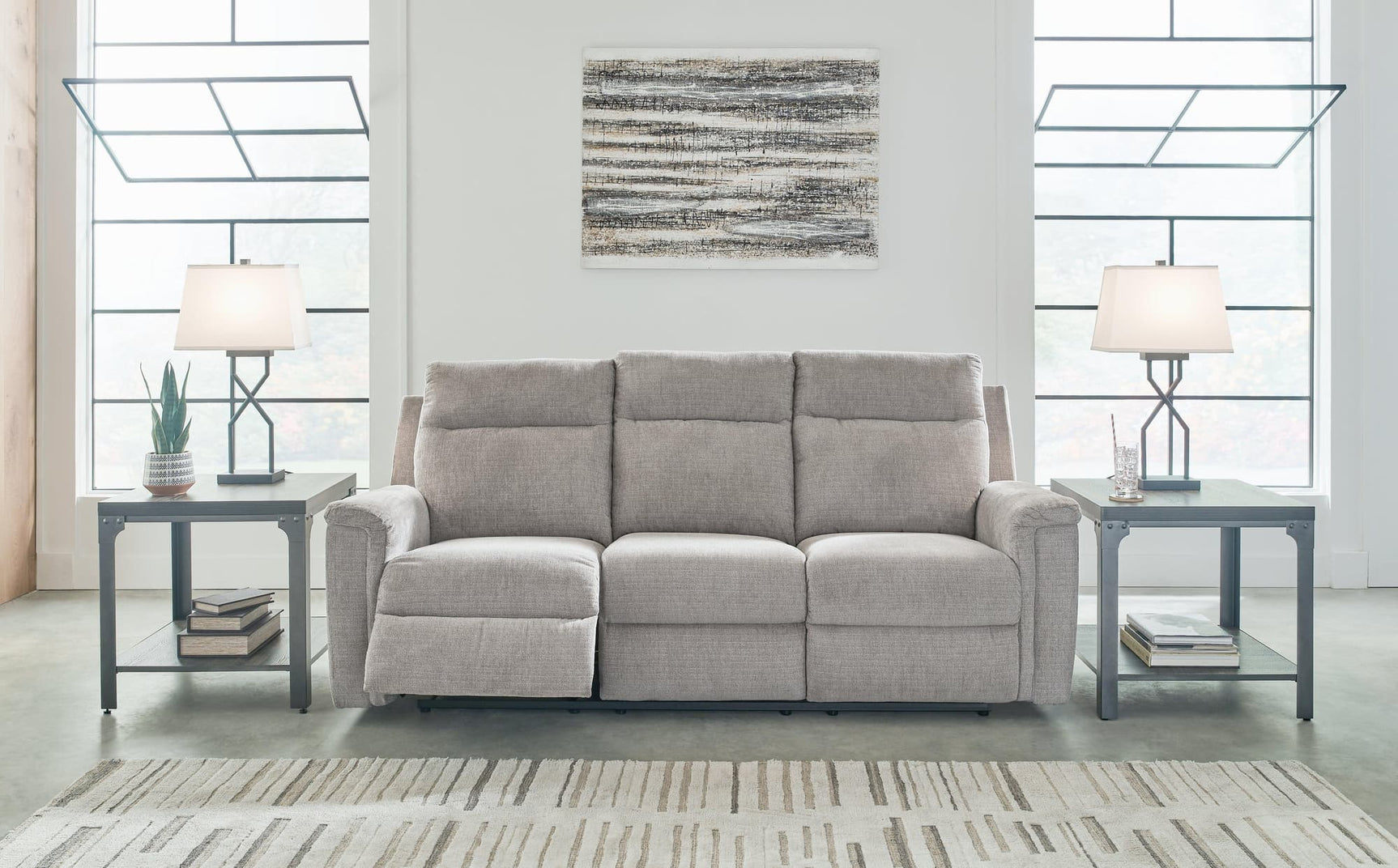 Barnsana Ash Chenille Power Reclining Sofa