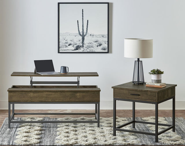 Byers 2-piece Lift Top Coffee and End Table Set Brown Oak