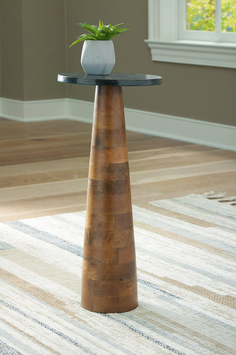Quinndon Brown Black Accent Table